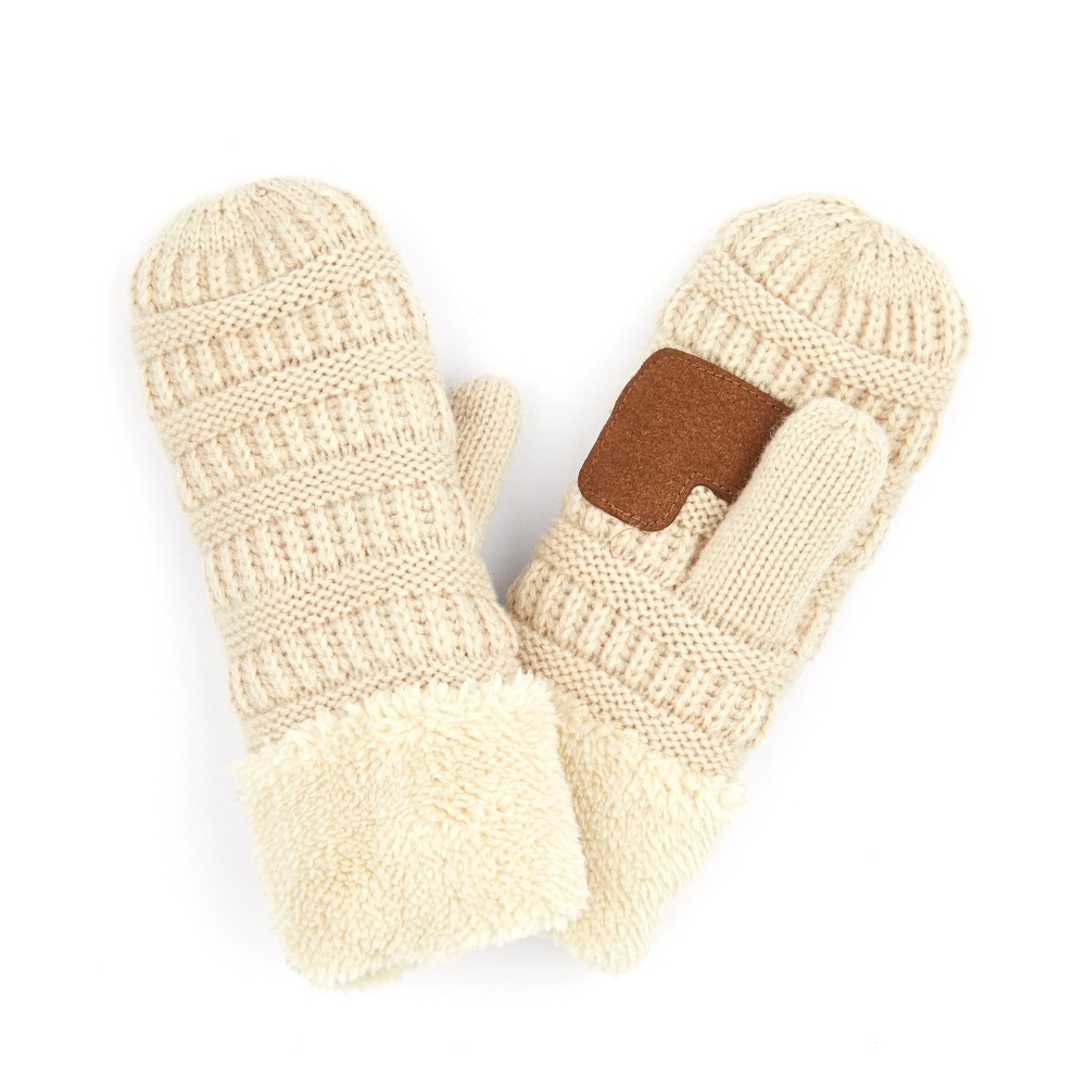 C.C Kids Ribbed Knit Mitten Gloves